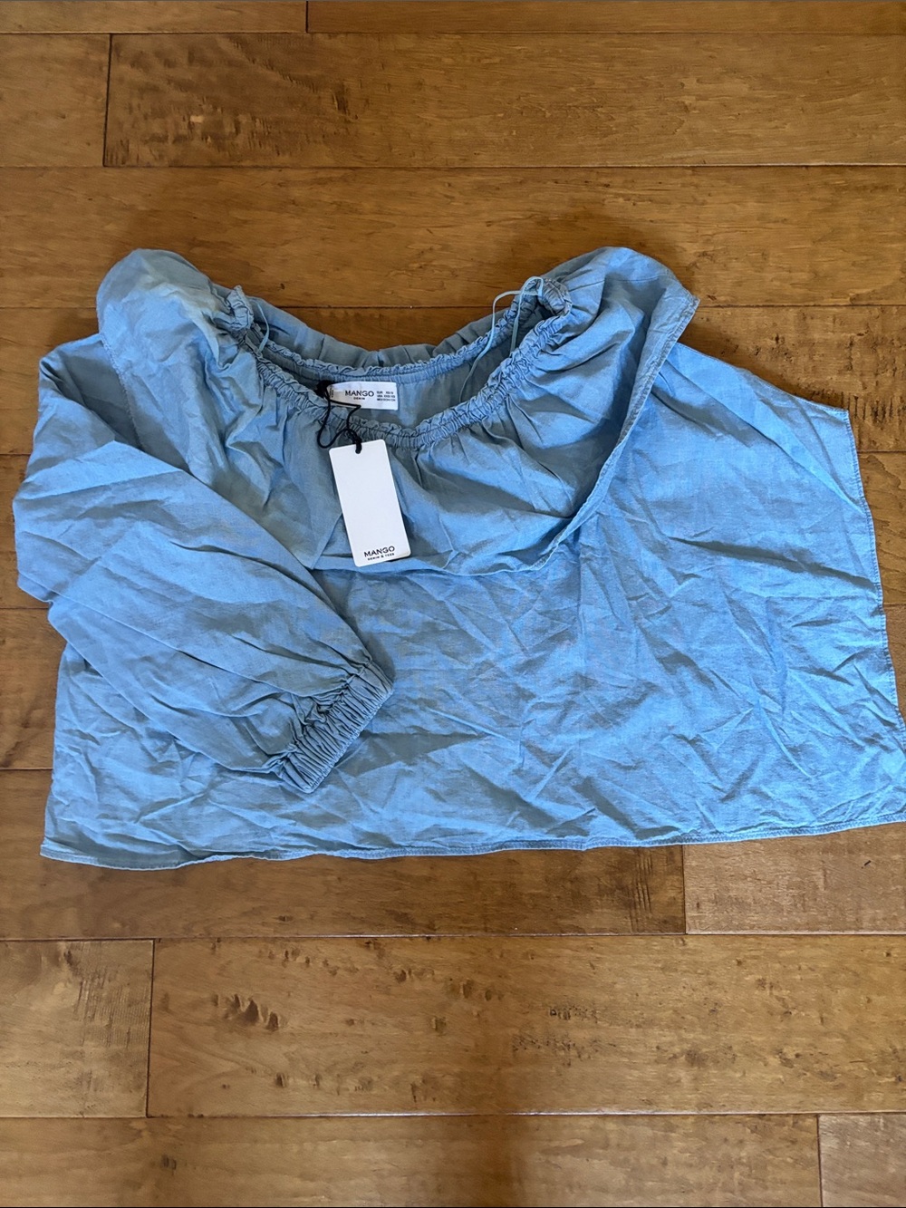 Mango Light Blue Off-Shoulder Women's Top XS/S